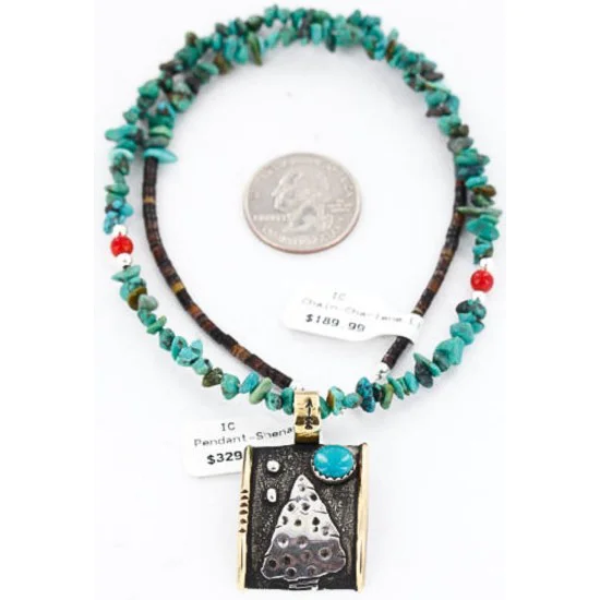12kt Gold Filled and .925 Sterling Silver Handmade Arrow Certified Authentic Navajo Turquoise Native American Necklace 390824715198