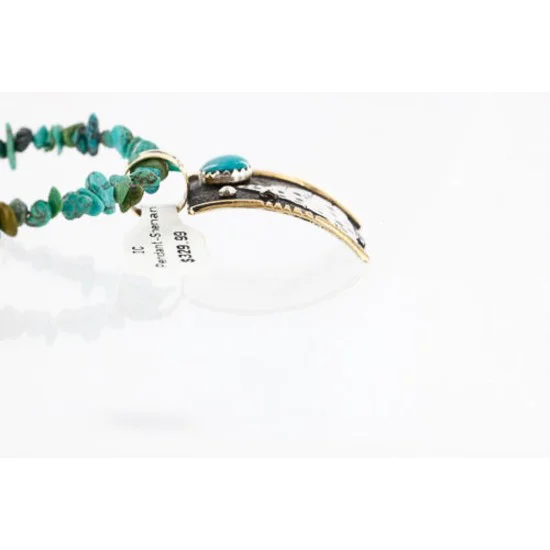 12kt Gold Filled and .925 Sterling Silver Handmade Arrow Certified Authentic Navajo Turquoise Native American Necklace 390824715198