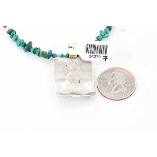 12kt Gold Filled and .925 Sterling Silver Handmade Arrow Certified Authentic Navajo Turquoise Native American Necklace 390824715198