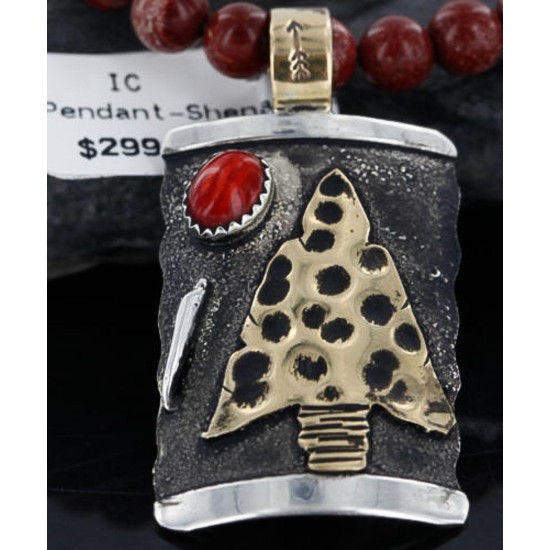 12kt Gold Filled and .925 Sterling Silver Handmade Arrowhead Certified Authentic Navajo Coral Native American Necklace 390741681160