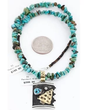 12kt Gold Filled and .925 Sterling Silver Handmade Arrowhead Certified Authentic Navajo Turquoise Native American Necklace 371018523592