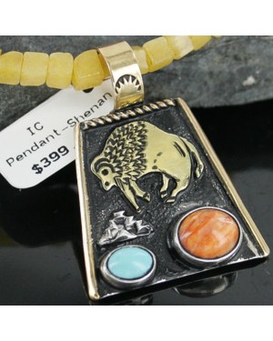 12kt Gold Filled and .925 Sterling Silver Handmade Buffalo Certified Authentic Navajo Turquoise Native American Necklace 370958748427