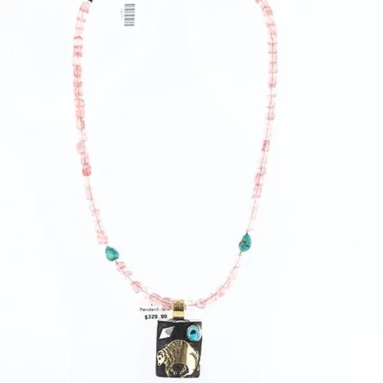 12kt Gold Filled and .925 Sterling Silver Handmade Buffalo Certified Authentic Navajo Turquoise Native American Necklace 370999768026