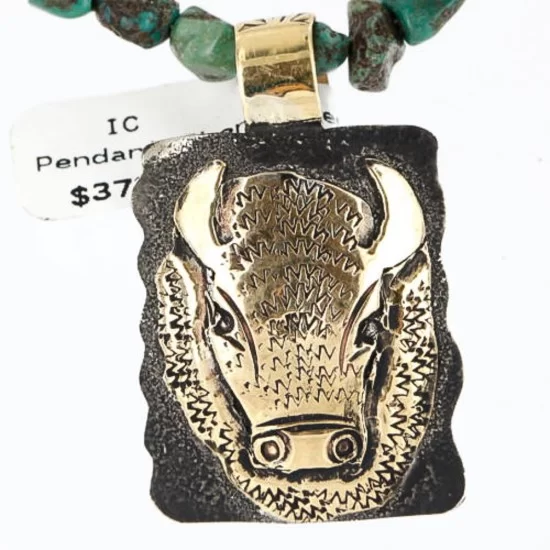 12kt Gold Filled and .925 Sterling Silver Handmade Buffalo Certified Authentic Navajo Turquoise Native American Necklace 371001354024 12kt Gold Filled and .925 Sterling Silver Handmade Buffalo Certified Authentic Navajo Turquoise Native American Necklace 371001354024
