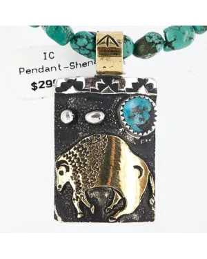 12kt Gold Filled and .925 Sterling Silver Handmade Buffalo Certified Authentic Navajo Turquoise Native American Necklace 371002292626