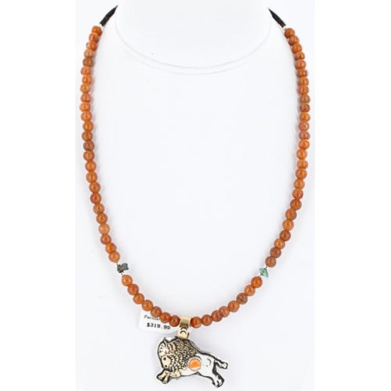 12kt Gold Filled and .925 Sterling Silver Handmade Buffalo Certified Authentic Navajo Turquoise Native American Necklace 371015090270 12kt Gold Filled and .925 Sterling Silver Handmade Buffalo Certified Authentic Navajo Turquoise Native American Necklace 371015090270