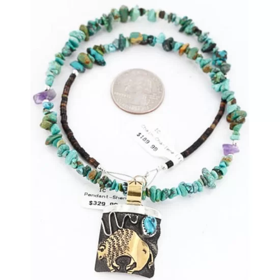 12kt Gold Filled and .925 Sterling Silver Handmade Buffalo Certified Authentic Navajo Turquoise Native American Necklace 371017152280 12kt Gold Filled and .925 Sterling Silver Handmade Buffalo Certified Authentic Navajo Turquoise Native American Necklace 371017152280