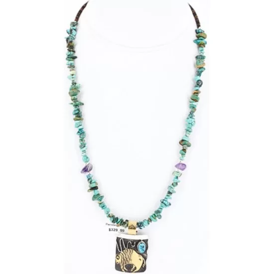 12kt Gold Filled and .925 Sterling Silver Handmade Buffalo Certified Authentic Navajo Turquoise Native American Necklace 371017152280 12kt Gold Filled and .925 Sterling Silver Handmade Buffalo Certified Authentic Navajo Turquoise Native American Necklace 371017152280