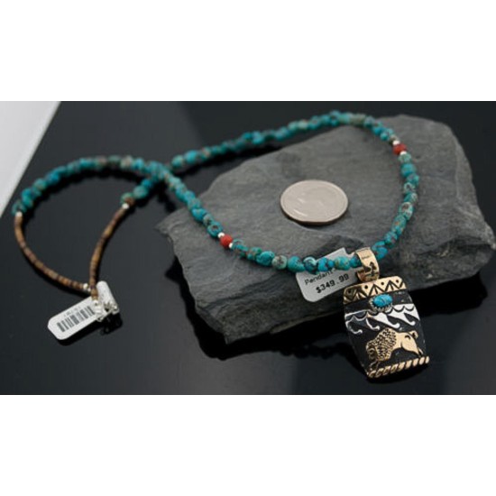 12kt Gold Filled and .925 Sterling Silver Handmade Buffalo Certified Authentic Navajo Turquoise Native American Necklace 390646443781 12kt Gold Filled and .925 Sterling Silver Handmade Buffalo Certified Authentic Navajo Turquoise Native American Necklace 390646443781