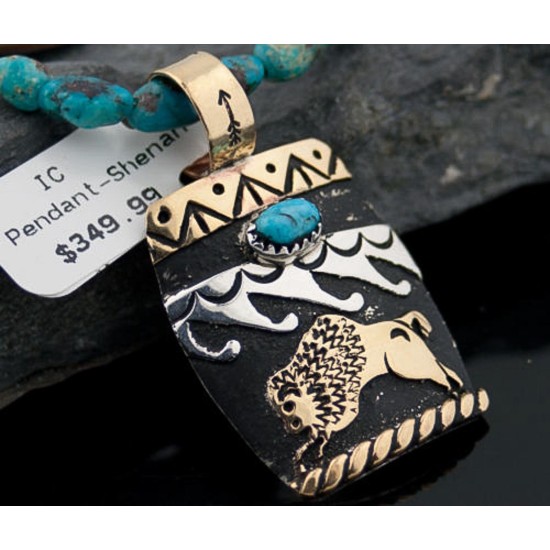 12kt Gold Filled and .925 Sterling Silver Handmade Buffalo Certified Authentic Navajo Turquoise Native American Necklace 390646443781 12kt Gold Filled and .925 Sterling Silver Handmade Buffalo Certified Authentic Navajo Turquoise Native American Necklace 390646443781
