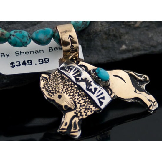 12kt Gold Filled and .925 Sterling Silver Handmade Buffalo Certified Authentic Navajo Turquoise Native American Necklace 390648410475 12kt Gold Filled and .925 Sterling Silver Handmade Buffalo Certified Authentic Navajo Turquoise Native American Necklace 390648410475