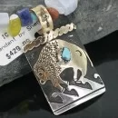 12kt Gold Filled and .925 Sterling Silver Handmade Buffalo Certified Authentic Navajo Turquoise Native American Necklace 390661177111