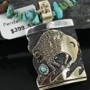 12kt Gold Filled and .925 Sterling Silver Handmade Buffalo Certified Authentic Navajo Turquoise Native American Necklace 390674946344