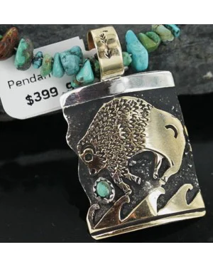 12kt Gold Filled and .925 Sterling Silver Handmade Buffalo Certified Authentic Navajo Turquoise Native American Necklace 390674946344 12kt Gold Filled and .925 Sterling Silver Handmade Buffalo Certified Authentic Navajo Turquoise Native American Necklace 390674946344