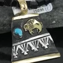 12kt Gold Filled and .925 Sterling Silver Handmade Buffalo Certified Authentic Navajo Turquoise Native American Necklace 390679406946