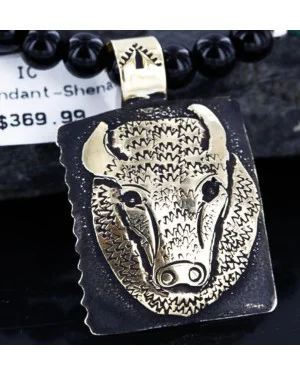 12kt Gold Filled and .925 Sterling Silver Handmade Buffalo Certified Authentic Navajo Turquoise Native American Necklace 390746119886