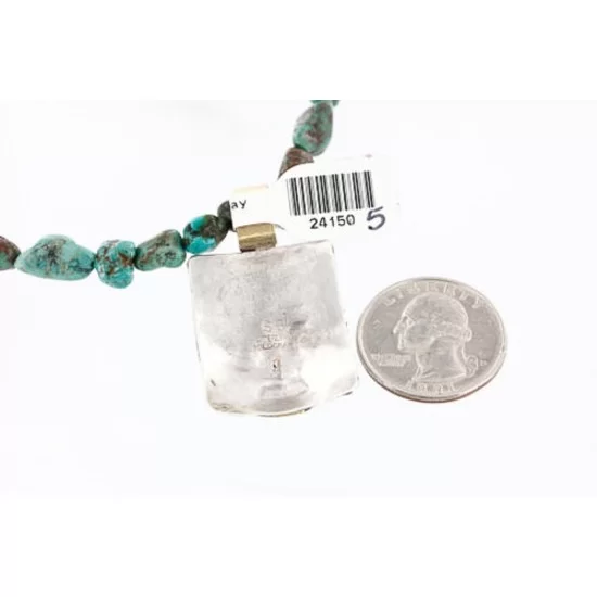12kt Gold Filled and .925 Sterling Silver Handmade Buffalo Certified Authentic Navajo Turquoise Native American Necklace 390776424217