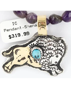 12kt Gold Filled and .925 Sterling Silver Handmade Buffalo Certified Authentic Navajo Turquoise Native American Necklace 390785545080