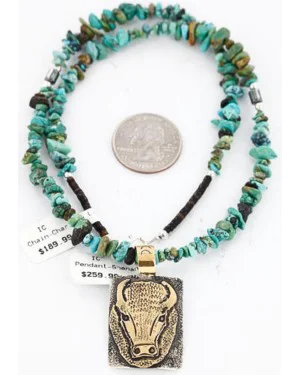 12kt Gold Filled and .925 Sterling Silver Handmade Buffalo Certified Authentic Navajo Turquoise Native American Necklace 390789397291