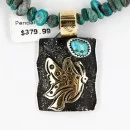 12kt Gold Filled and .925 Sterling Silver Handmade Butterfly Certified Authentic Navajo Turquoise Native American Necklace 371060572396