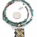 12kt Gold Filled and .925 Sterling Silver Handmade Butterfly Certified Authentic Navajo Turquoise Native American Necklace 371064230099