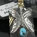 12kt Gold Filled and .925 Sterling Silver Handmade Butterfly Certified Authentic Navajo Turquoise Native American Necklace 390682493039
