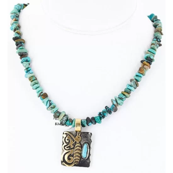 12kt Gold Filled and .925 Sterling Silver Handmade Butterfly Certified Authentic Navajo Turquoise Native American Necklace 390834920624
