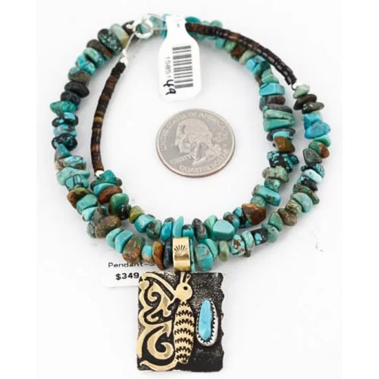 12kt Gold Filled and .925 Sterling Silver Handmade Butterfly Certified Authentic Navajo Turquoise Native American Necklace 390834920624