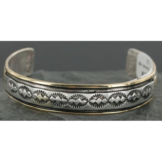 12kt Gold Filled and .925 Sterling Silver Handmade Certified Authentic Navajo Native American Bracelet 370930884847