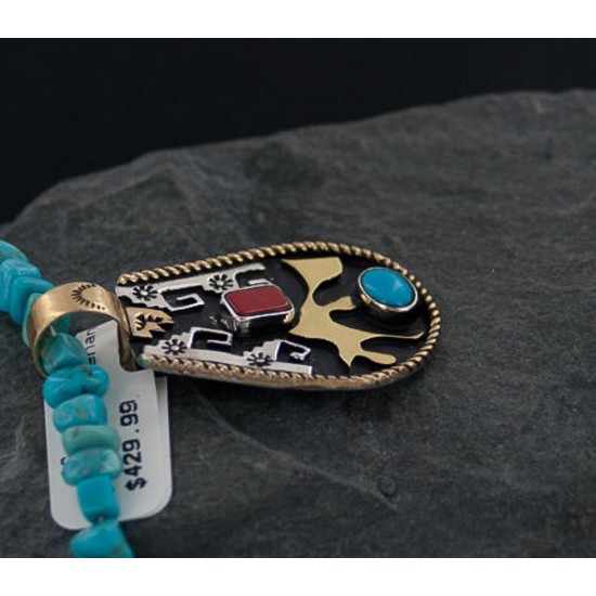 12kt Gold Filled and .925 Sterling Silver Handmade Certified Authentic Navajo Turquoise and Coral Native American Necklace 370887913095 12kt Gold Filled and .925 Sterling Silver Handmade Certified Authentic Navajo Turquoise and Coral Native American Necklace 370887913095