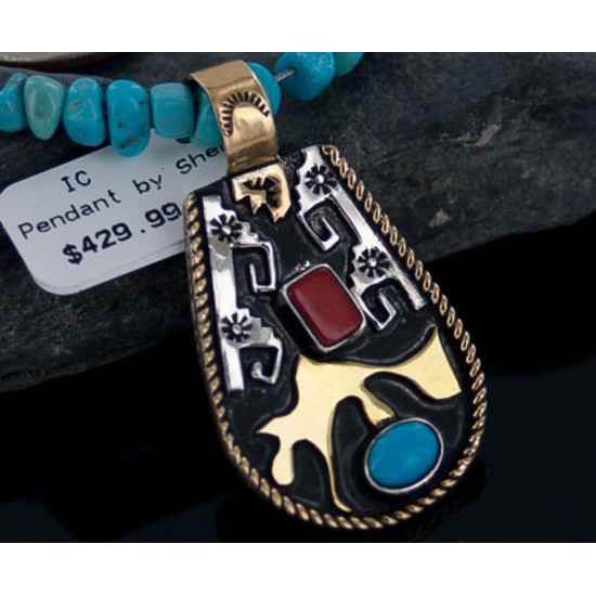 12kt Gold Filled and .925 Sterling Silver Handmade Certified Authentic Navajo Turquoise and Coral Native American Necklace 370887913095 12kt Gold Filled and .925 Sterling Silver Handmade Certified Authentic Navajo Turquoise and Coral Native American Necklace 370887913095