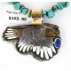 12kt Gold Filled and .925 Sterling Silver Handmade Eagle Certified Authentic Navajo Denim Lapis Native American Necklace 371051376146