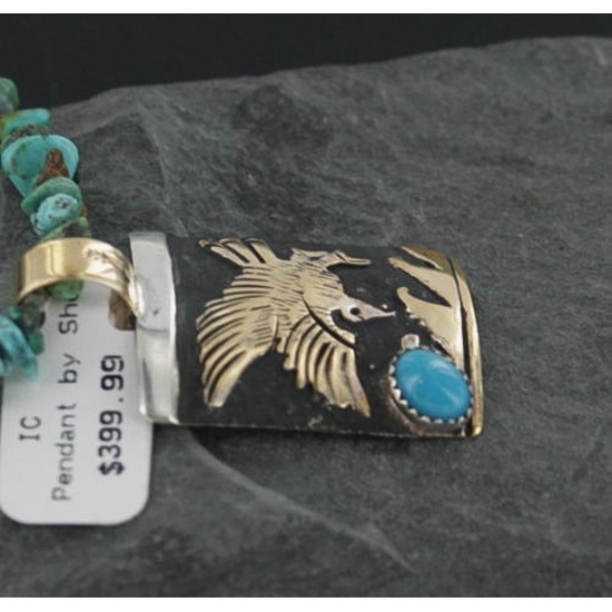 12kt Gold Filled and .925 Sterling Silver Handmade Eagle Certified Authentic Navajo Turquoise Native American Necklace 370911089452 12kt Gold Filled and .925 Sterling Silver Handmade Eagle Certified Authentic Navajo Turquoise Native American Necklace 370911089452
