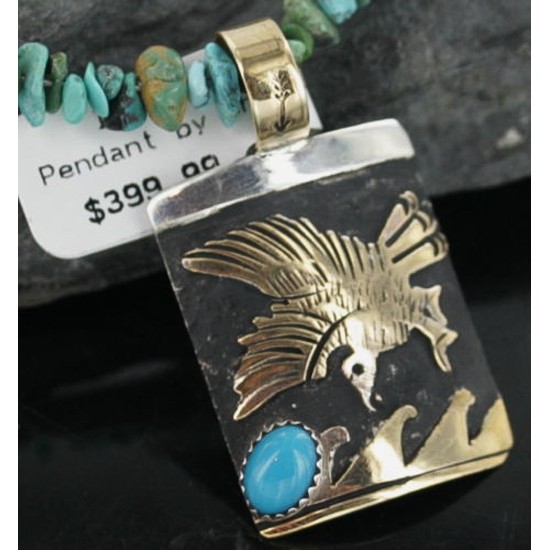 12kt Gold Filled and .925 Sterling Silver Handmade Eagle Certified Authentic Navajo Turquoise Native American Necklace 370911089452 12kt Gold Filled and .925 Sterling Silver Handmade Eagle Certified Authentic Navajo Turquoise Native American Necklace 370911089452