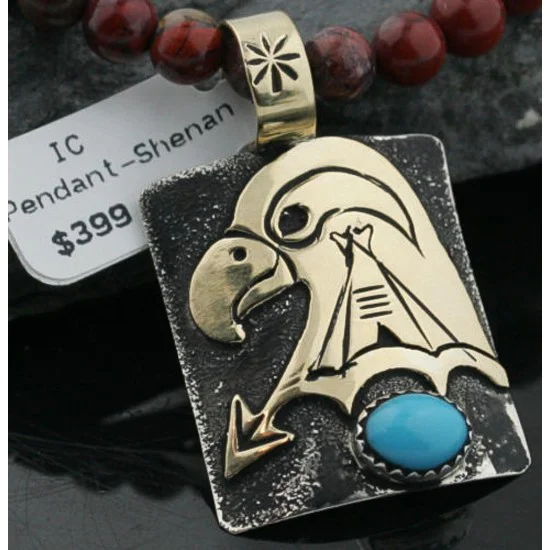 12kt Gold Filled and .925 Sterling Silver Handmade Eagle Certified Authentic Navajo Turquoise Native American Necklace 370973038262 12kt Gold Filled and .925 Sterling Silver Handmade Eagle Certified Authentic Navajo Turquoise Native American Necklace 370973038262