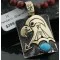12kt Gold Filled and .925 Sterling Silver Handmade Eagle Certified Authentic Navajo Turquoise Native American Necklace 370973038262