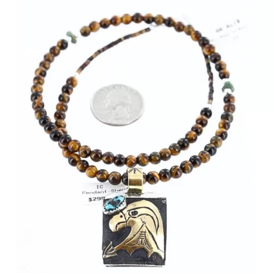 12kt Gold Filled and .925 Sterling Silver Handmade Eagle Certified Authentic Navajo Turquoise Native American Necklace 371009836570 12kt Gold Filled and .925 Sterling Silver Handmade Eagle Certified Authentic Navajo Turquoise Native American Necklace 371009836570