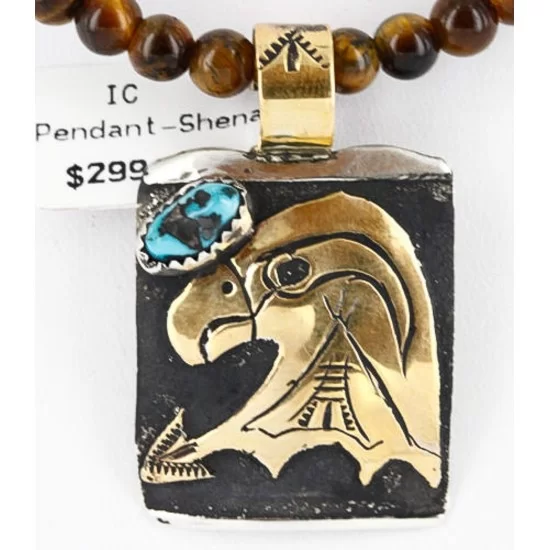12kt Gold Filled and .925 Sterling Silver Handmade Eagle Certified Authentic Navajo Turquoise Native American Necklace 371009836570 12kt Gold Filled and .925 Sterling Silver Handmade Eagle Certified Authentic Navajo Turquoise Native American Necklace 371009836570