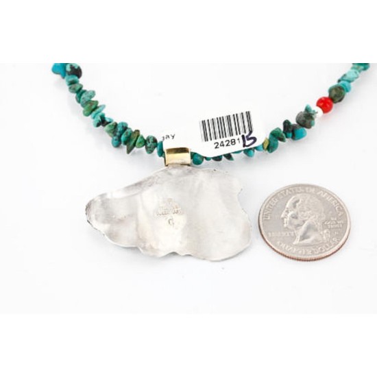 12kt Gold Filled and .925 Sterling Silver Handmade Eagle Certified Authentic Navajo Turquoise Native American Necklace 371045582382 All Products 371045582382 371045582382 (by LomaSiiva)