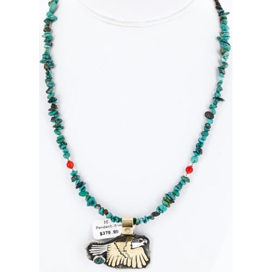 12kt Gold Filled and .925 Sterling Silver Handmade Eagle Certified Authentic Navajo Turquoise Native American Necklace 371047490983 12kt Gold Filled and .925 Sterling Silver Handmade Eagle Certified Authentic Navajo Turquoise Native American Necklace 371047490983