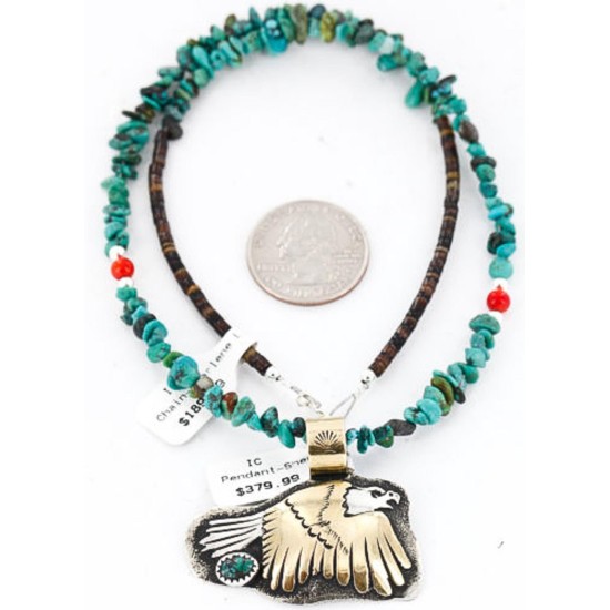 12kt Gold Filled and .925 Sterling Silver Handmade Eagle Certified Authentic Navajo Turquoise Native American Necklace 371047490983 12kt Gold Filled and .925 Sterling Silver Handmade Eagle Certified Authentic Navajo Turquoise Native American Necklace 371047490983