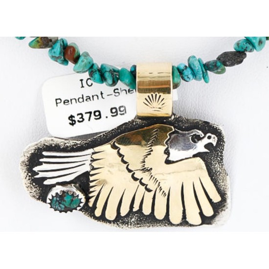12kt Gold Filled and .925 Sterling Silver Handmade Eagle Certified Authentic Navajo Turquoise Native American Necklace 371047490983 12kt Gold Filled and .925 Sterling Silver Handmade Eagle Certified Authentic Navajo Turquoise Native American Necklace 371047490983