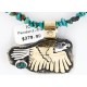 12kt Gold Filled and .925 Sterling Silver Handmade Eagle Certified Authentic Navajo Turquoise Native American Necklace 371047490983