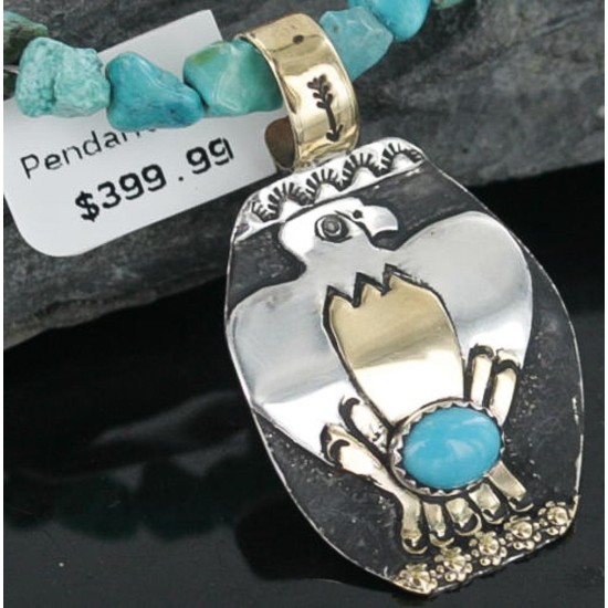12kt Gold Filled and .925 Sterling Silver Handmade Eagle Certified Authentic Navajo Turquoise Native American Necklace 390673032374 12kt Gold Filled and .925 Sterling Silver Handmade Eagle Certified Authentic Navajo Turquoise Native American Necklace 390673032374