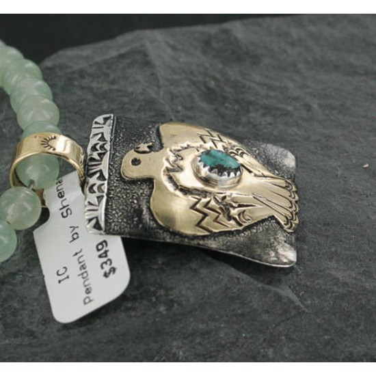 12kt Gold Filled and .925 Sterling Silver Handmade Eagle Certified Authentic Navajo Turquoise Native American Necklace 390688870461 12kt Gold Filled and .925 Sterling Silver Handmade Eagle Certified Authentic Navajo Turquoise Native American Necklace 390688870461
