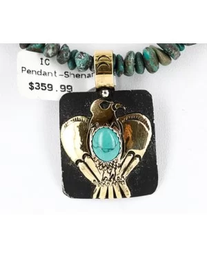 12kt Gold Filled and .925 Sterling Silver Handmade Eagle Certified Authentic Navajo Turquoise Native American Necklace 390841254641