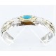 12kt Gold Filled and .925 Sterling Silver Handmade FEATHER Certified Authentic Navajo Turquoise Native American Bracelet 390800842243