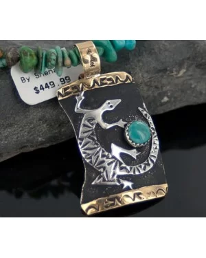 12kt Gold Filled and .925 Sterling Silver Handmade Gecko Certified Authentic Navajo Turquoise Native American Necklace 370895720990 12kt Gold Filled and .925 Sterling Silver Handmade Gecko Certified Authentic Navajo Turquoise Native American Necklace 370895720990