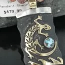 12kt Gold Filled and .925 Sterling Silver Handmade Gecko Certified Authentic Navajo Turquoise Native American Necklace 370919759851