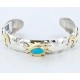 12kt Gold Filled and .925 Sterling Silver Handmade Horse Certified Authentic Navajo Turquoise Native American Bracelet 390800719545